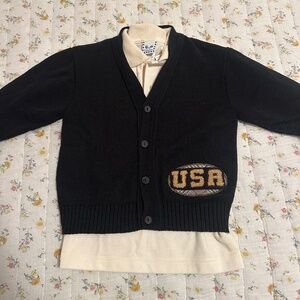 NWT Vintage Made in USA 100% Cotton Florence Eiseman Boy's Size 5 USA Cardigan